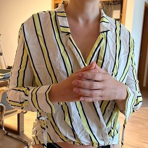 Stripe neon shirt with hand cuffs sleeves